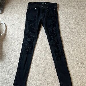 Hollister Men’s Black Distressed Skinny Jeans